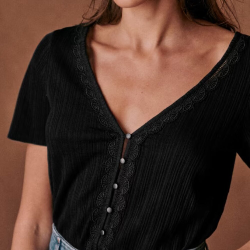 Sezane Maddie T-Shirt Black XS
